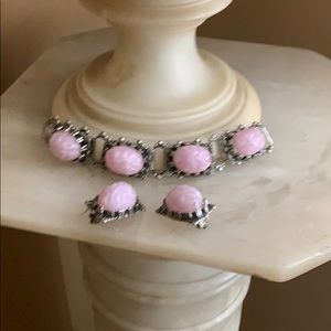 Antique Lucite & Book Chain Bracelet & Earrings